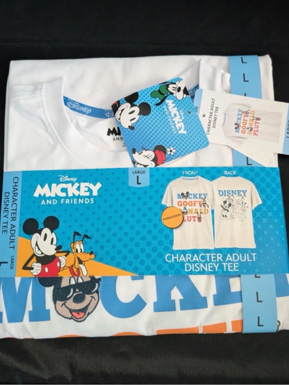 Disney White Mickey & Friends Graphic Tee with Blue Accents